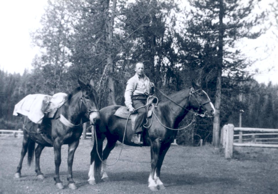 Herb Wright at Lodgepole Guard Station, ca. 1942, Rogue River-Siskiyou National Forest