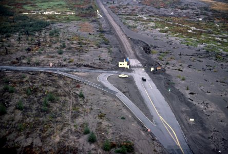 389 end of Spirit Lake Highway after May 18th eruption