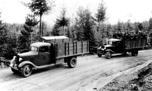 Fire Trucks and CCC Men, Columbia NF, WA