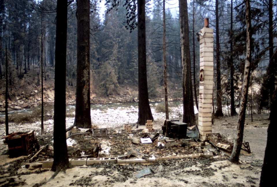 488 Entiat Fire, Wenatchee Nat'l Forest, burned out summer homes,   1970