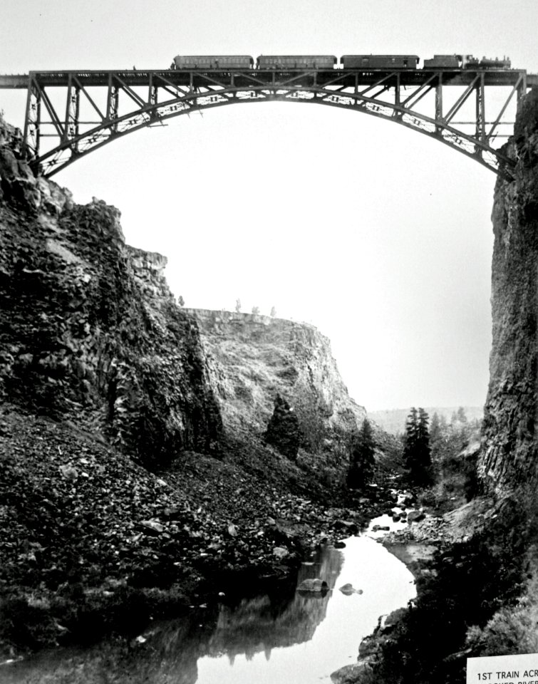 1st Train Across Crooked River Bridge in Central Oregon 1911