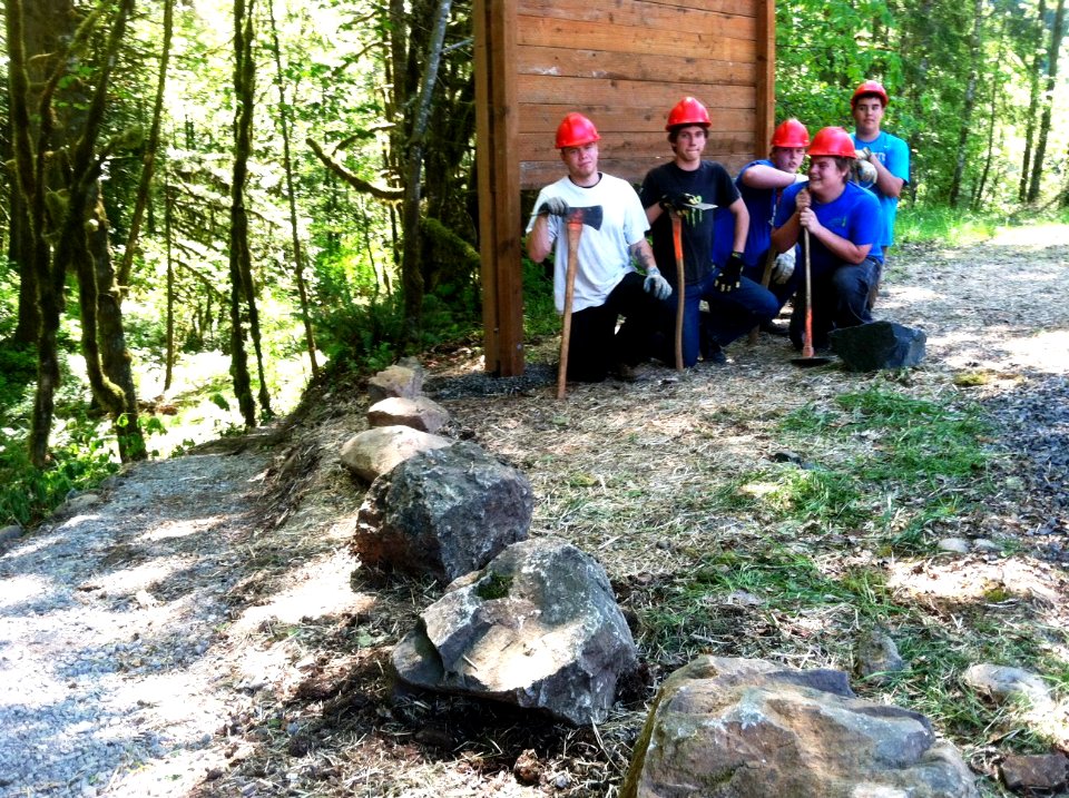 DYS Crew Celebrating Hardesty Trail Reroute,  Willamette National Forest