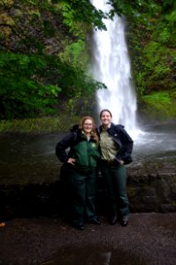 US Forest Service Women at Lower Horsetail Falls-Columbia River Gorge
