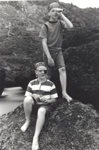 tidepools - two boys playing pirates photo