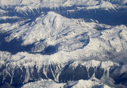 Aerial view of Glacier Peak, Mt Baker Snoqualmie National Forest