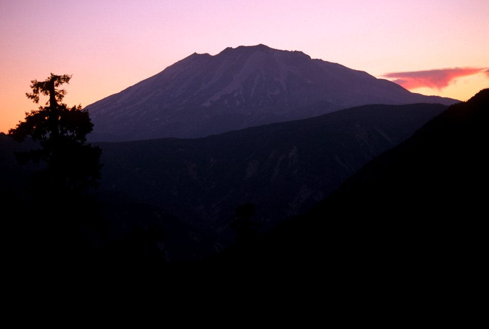 Gifford Pinchot National Forest, Mt St Helens NVM, Mt St Helens at Sunset.jpg