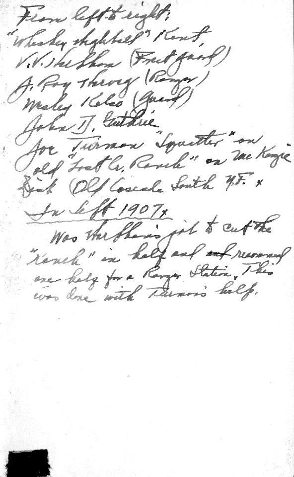 Cascade NF - Lost Creek Ranch RS Site, OR Sept 1907 back