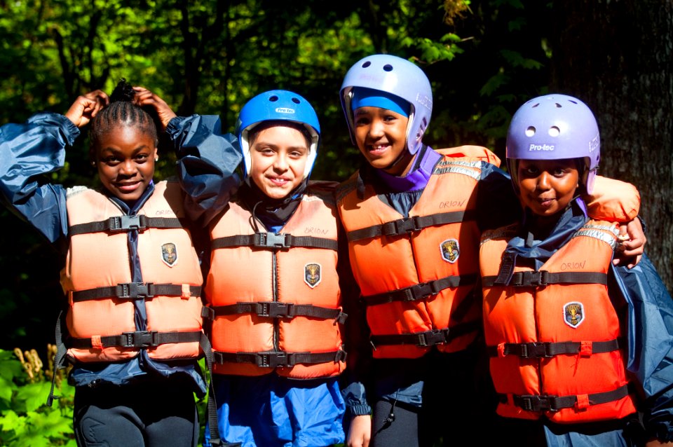 Young Girls wearing Life Jackets, Mt Baker Snoqualmie National Forest