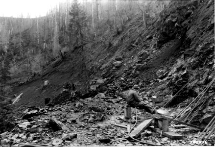 340856 CCC Camp Nehalem, Road Construction, Siuslaw NF, OR photo