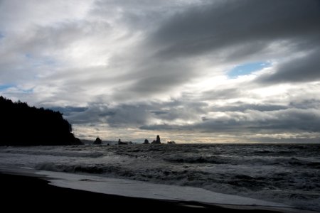 Cloudy skies over the Pacific Northwest Trail at Third Beach, Olympic National Park. photo