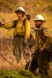 Firefighters conducting burnout operation