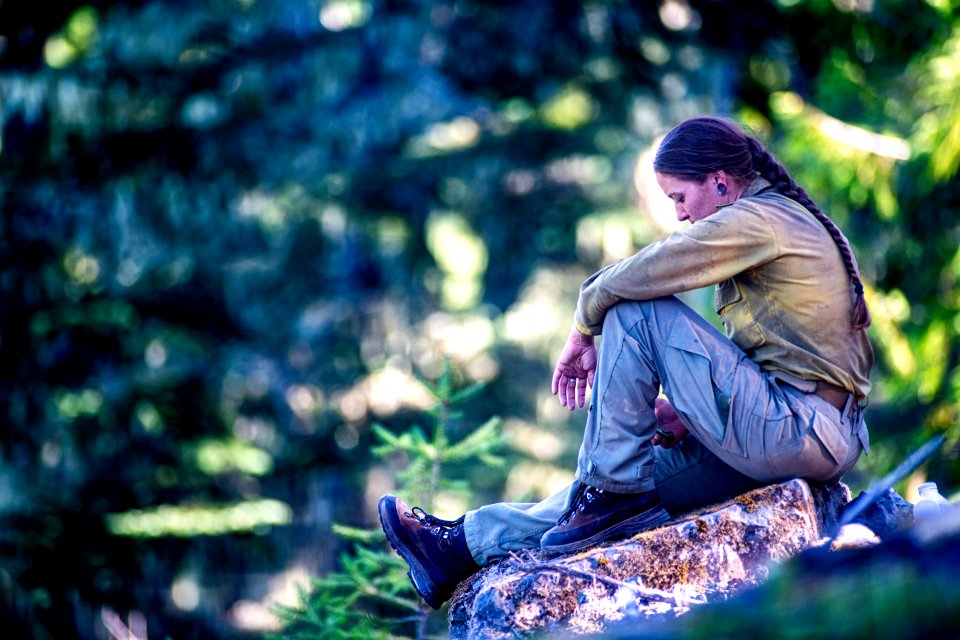 Beachie Creek Fire a Firefighter Taking a Quiet Moment to Breathe While on Assignment