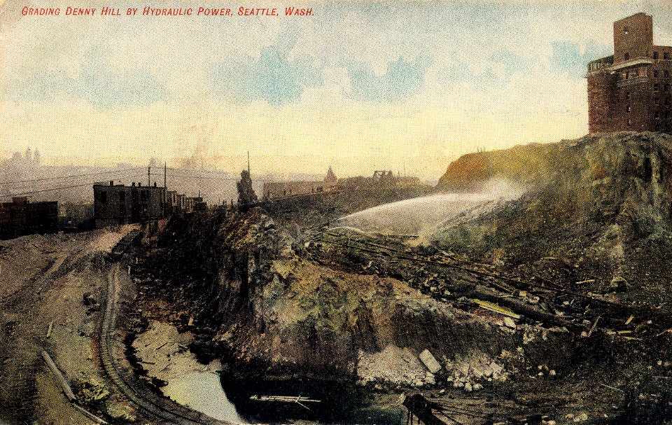 Seattle Grading Denny Hill with Hydraulic Power