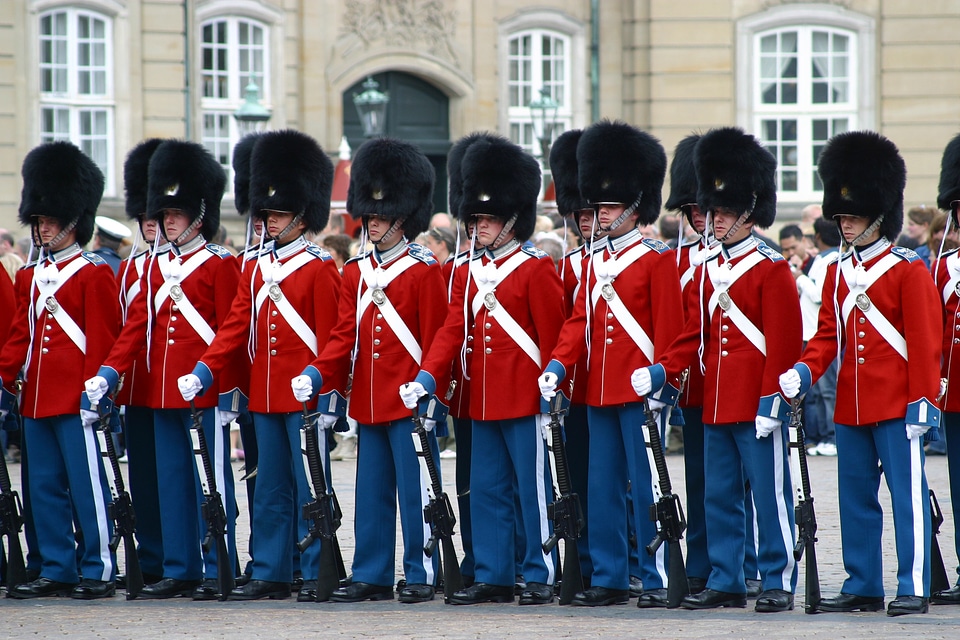 The royal lifeguards music corps denmark bearskin hats