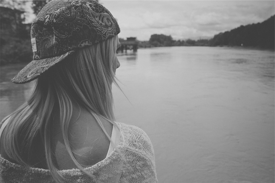 Blonde long hair backwards hat