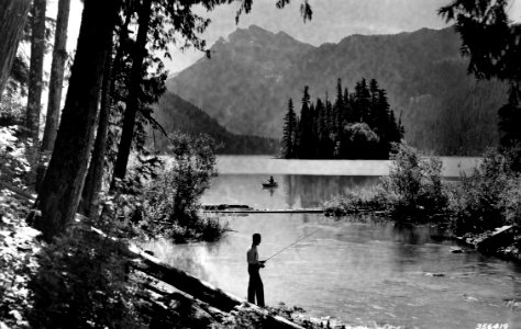 356419 Fishing at Packwood Lake, Columbia NF , WA 1937 photo