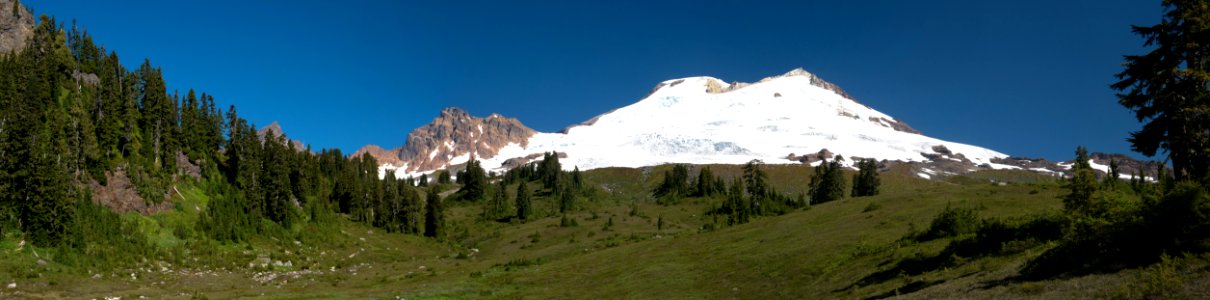 Mt. Baker from the Pacific Northwest Trail through a big, grassy meadow below Park Butte photo