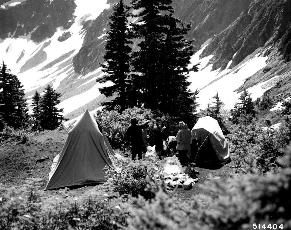 514404 Climbers Camp at Cascade Pass, Mt Baker NF, WA 1964