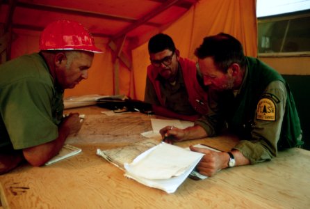 491 Entiat Fire, Wenatchee Nat'l Forest,overhead strategy meeting 1970