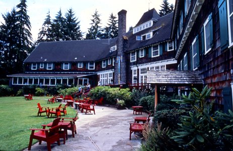 Historic Quinault Lodge and Chairs on the Olympic National Forest