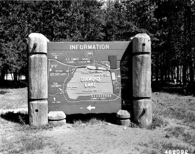 482092 Diamond Lake Sign, Umpqua NF, OR 1956 photo