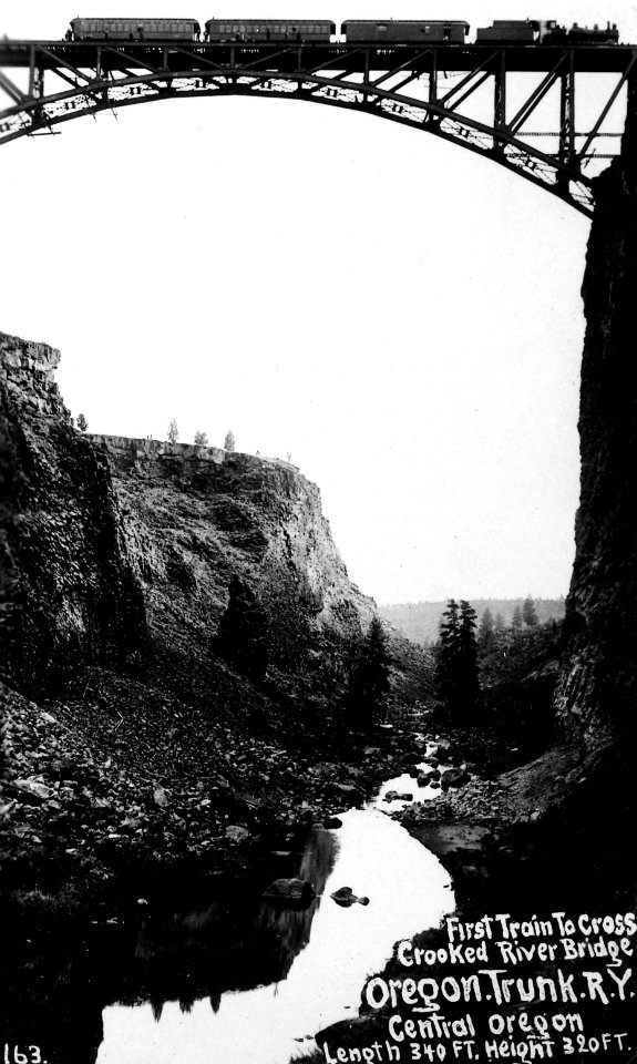 163 First Train to Cross Crooked River Bridge Oregon Trunk RY