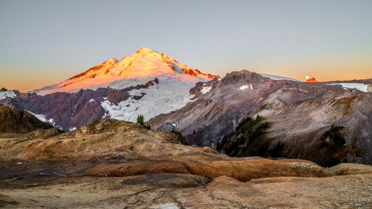 Moonset from Ptarmigan Ridge, Mt Baker Snoqualmie National Forest photo