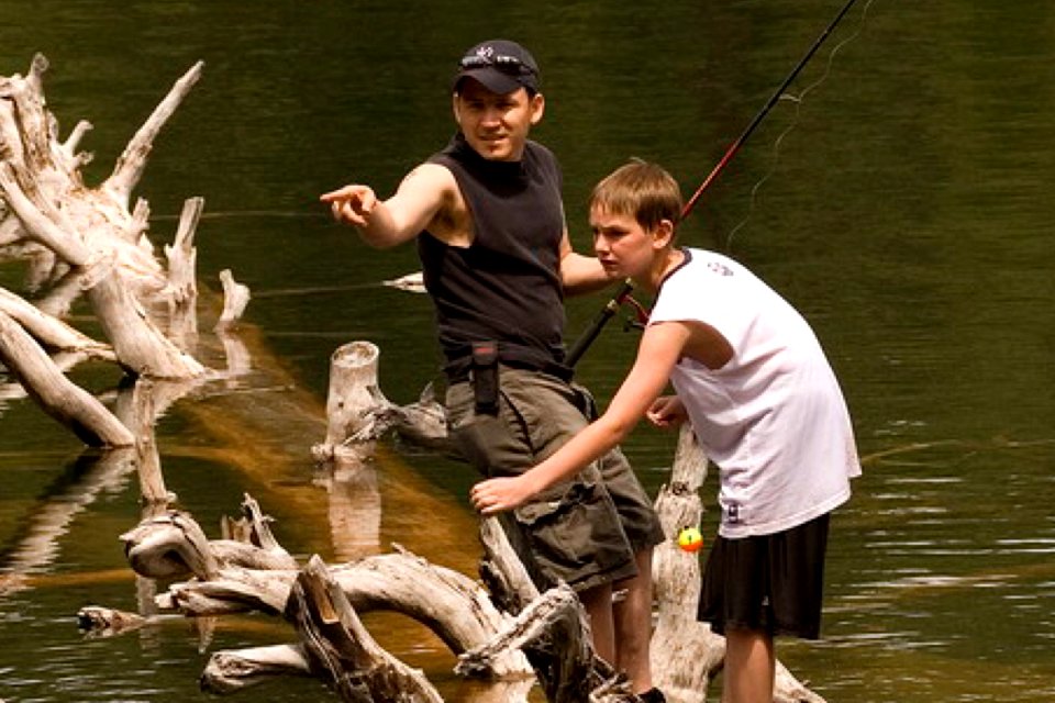 Father and Son Fishing on Magone Lake-Malheur