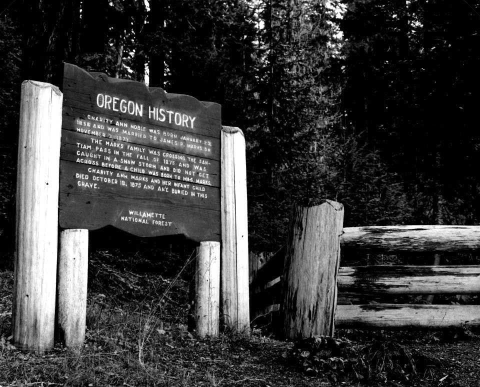 Willamette NF - Charity Ann Nobel Gravesite Marker, Fish Lake, OR 1968