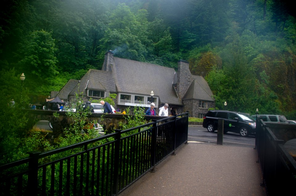 Multnomah Falls Lodge from Accessible Path-Columbia River Gorge