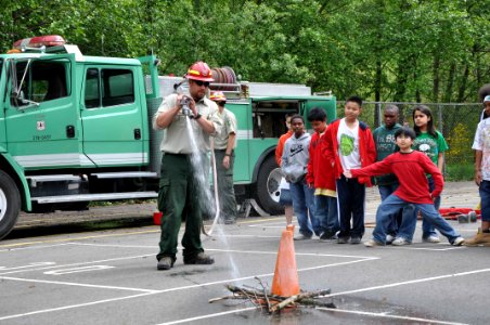 Fire Prevention Demonstaration at EarthCorp - Earth Day @ Dearborn Park Elementary