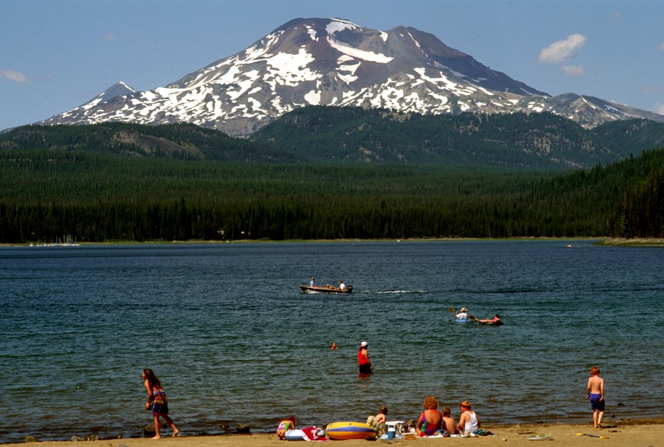 Swimming, boating, Elk Lake, Deschutes National Forest