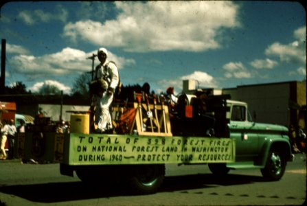 Forest Festival Parade with FS Truck, Shelton, WA 1960 photo