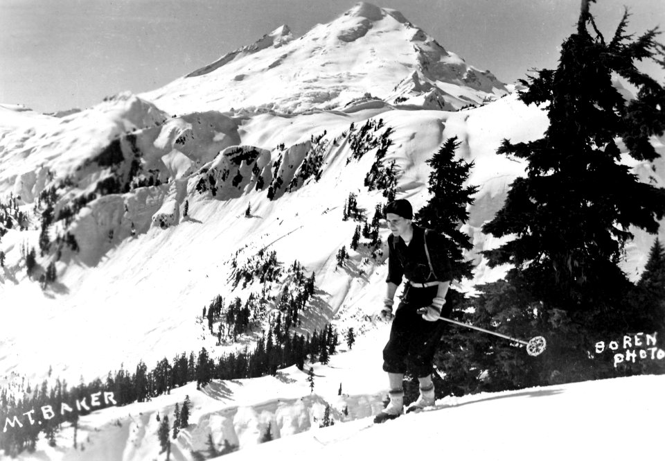 Mt. Baker with Skier, WA