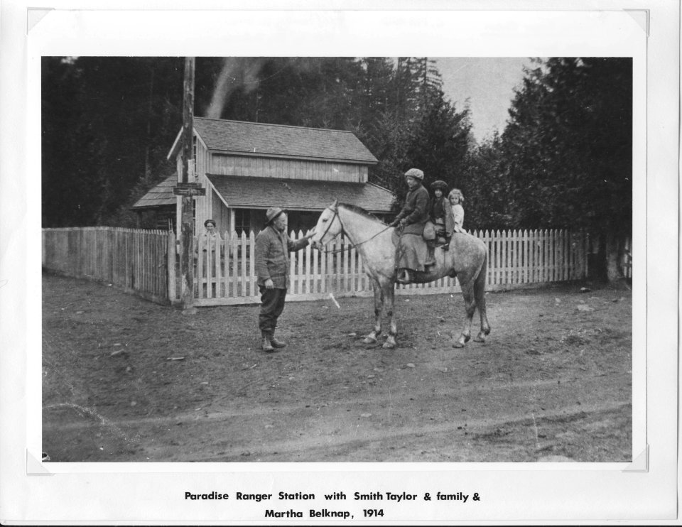 Cascade NF - Smith Taylor & Martha Belknap (on horse) at Paradise RS 1914