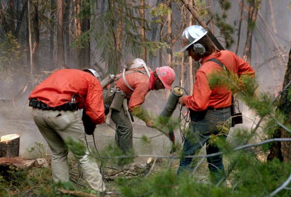 501 MGM soundman wirh Redding hotshots filming Red Skies above Montana