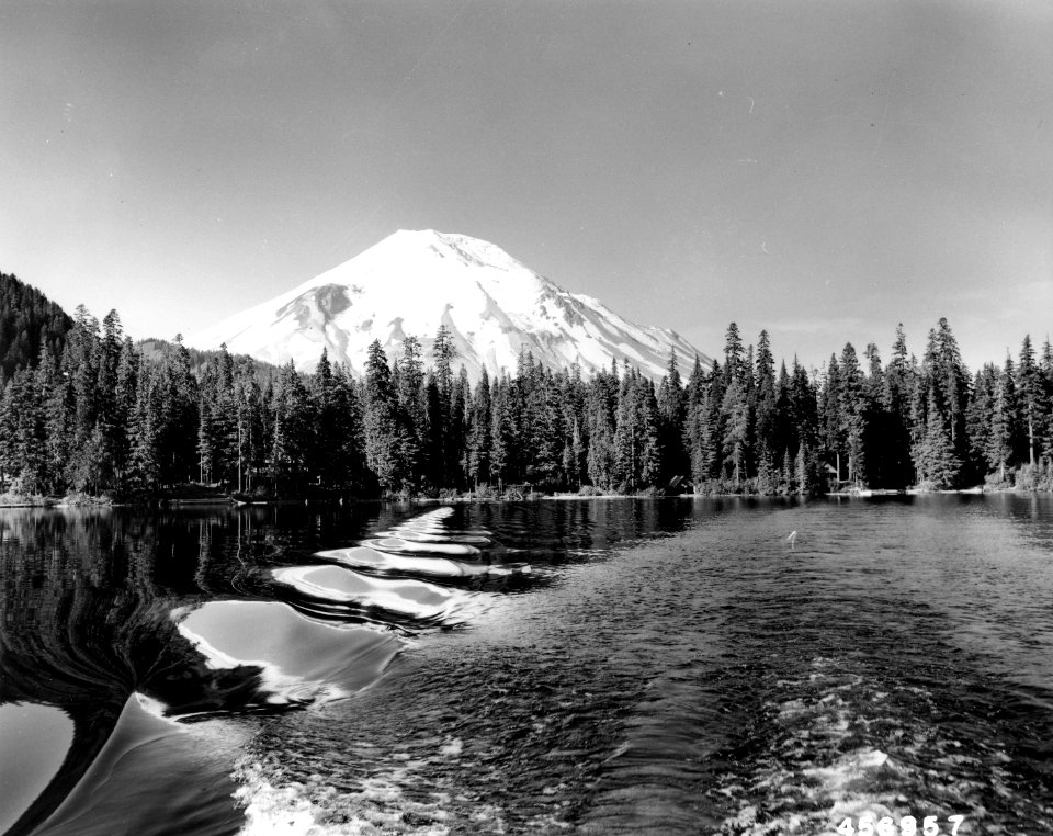 456957 Mt St Helens from Boat in Spirit Lake, GPNF, WA