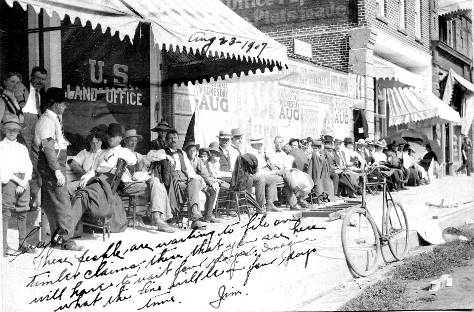 Land Office Rush for Timber Claims, Lakeview OR 1907