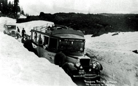 Cascade NF - McKenzie Pass, Eugene-Bend Stage, OR c1930 photo