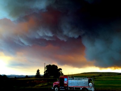 Fire Truck at Rail Fire, Wallowa Whitman and Malheur National Forest