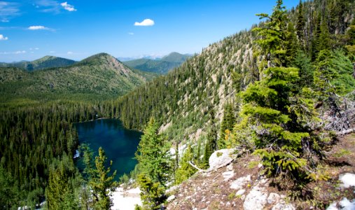 Rainbow Lake from the Pacific Northwest Trail in the Ten Lakes Scenic Area on the Kootenai National Forest photo