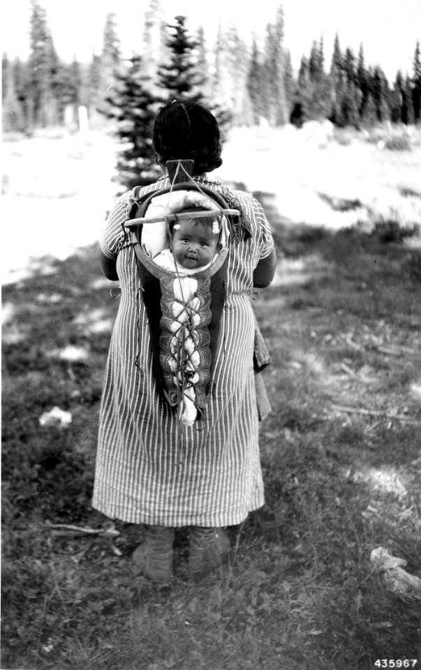 435967 Native American Baby on Mothers Back, Columbia NF, WA 1937