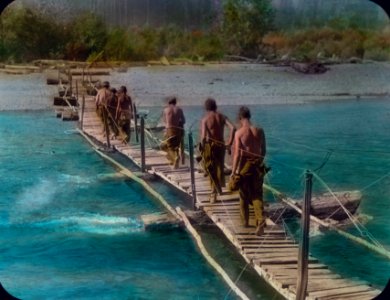 280054 Pontoon Bridge over Quinault River, CCC Camp F-21, Oympic NF, WA photo