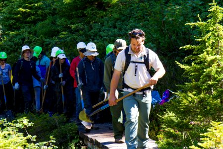 Volunteer Clean Up Group on Trail, Mt Baker Snoqualmie National Forest photo