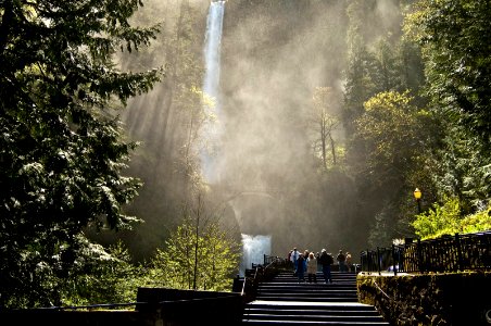 Multnomah Falls Viewing Area in Fog-Columbia River Gorge photo