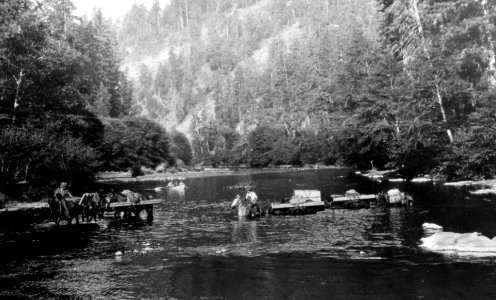 Umpqua NF - Crossing the North Umpqua River, OR c1930