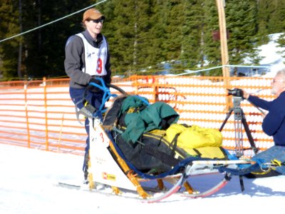 Woman Musher competing in Eagle Cap Dog Sledding Event, Wallowa Whitman National Forest photo