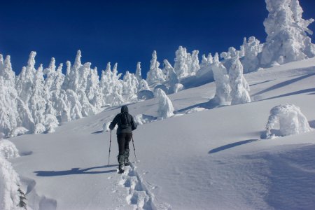Snowshoeing towards the summit of Maiden Peak on the Willamette National Forest