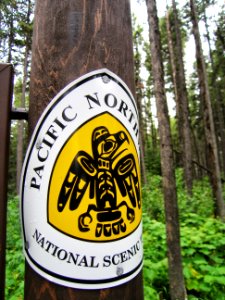 PNT service mark at the Belly River Trailhead in Glacier National Park