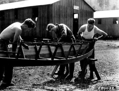 280037 CCC Camp F-20, Building a Boat, Olympic NF, WA 1933 - Swan photo